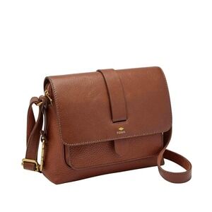New FOSSIL Kinley Leather Small Crossbody Shoulder Purse Solid Brown MSRP$150.00